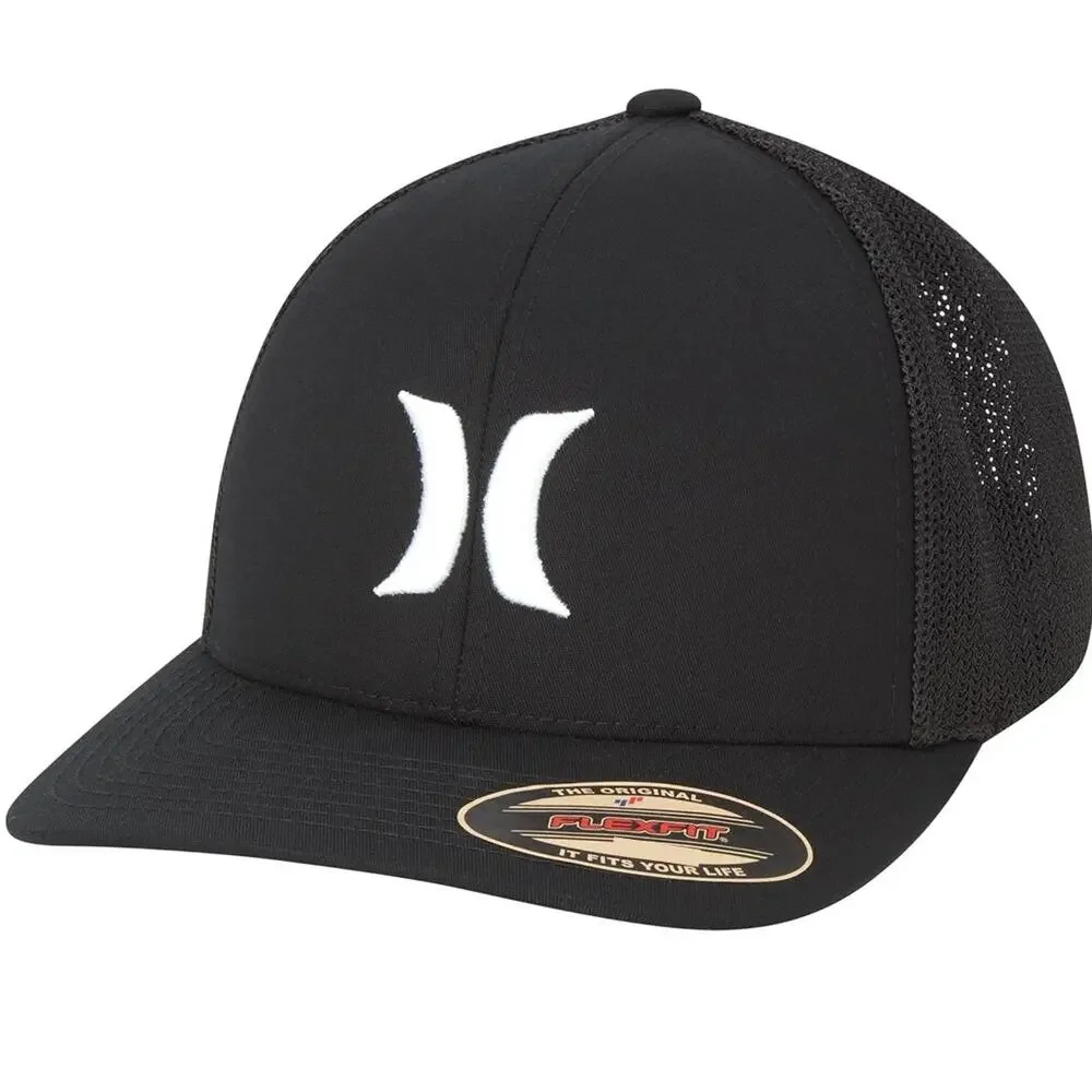 Hurley Men's Hat Laguna Icon Stretch Fit Mesh Trucker Cap in L/XL Black